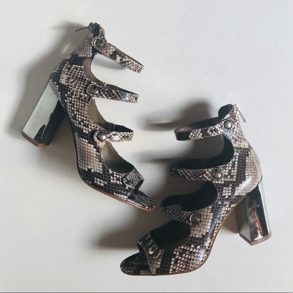New Marc Fisher Snake Pattern Multi-Strap Heels, … - image 2